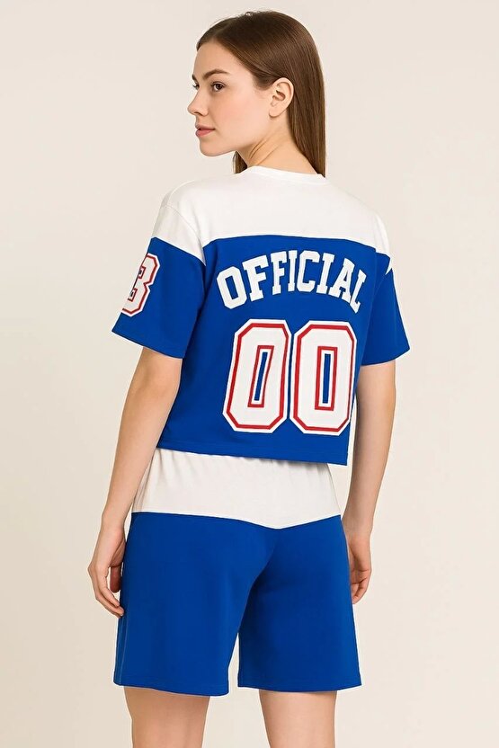 Kadın Şortlu Takım – Oversize İki İplik Kumaş, Ön & Arka Dijital Baskılı Tişört ve Lastikli Cepli Şo