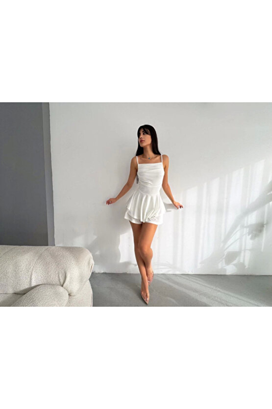 eyesof Askılı Tulum Elbise - Beyaz