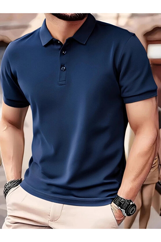 Erkek Kısa Kollu Yakalı Viskon Iki Iplik Erkek Tişört