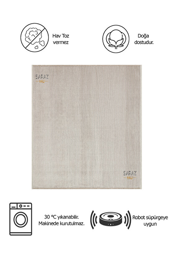 Dizayn Şönil Dokuma Kayma Yapmaz Makinede Yıkanabilir Leke Tutmaz Kesme Bohem Kilim Vizon