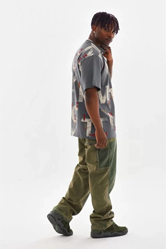 eyesof Unisex Baskılı Oversize T-Shirt - Füme