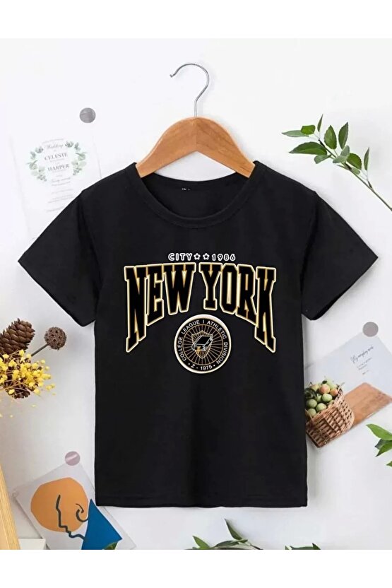 Çocuk Unisex Baskılı T-Shirt - Siyah