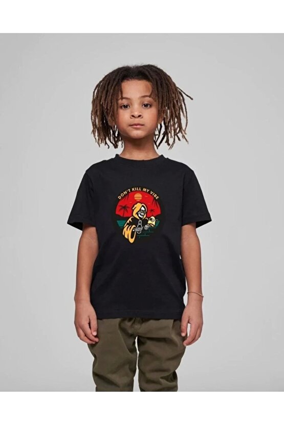 Çocuk Unisex Baskılı T-Shirt - Siyah