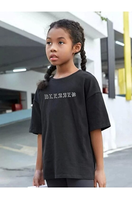Çocuk Unisex Baskılı T-Shirt - Siyah
