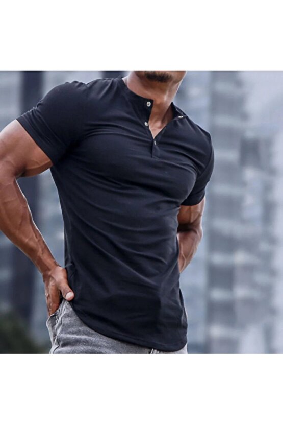 eyesof Kadın Kısa Kollu Hakim Yaka önü Düğmeli Viskon Tişört