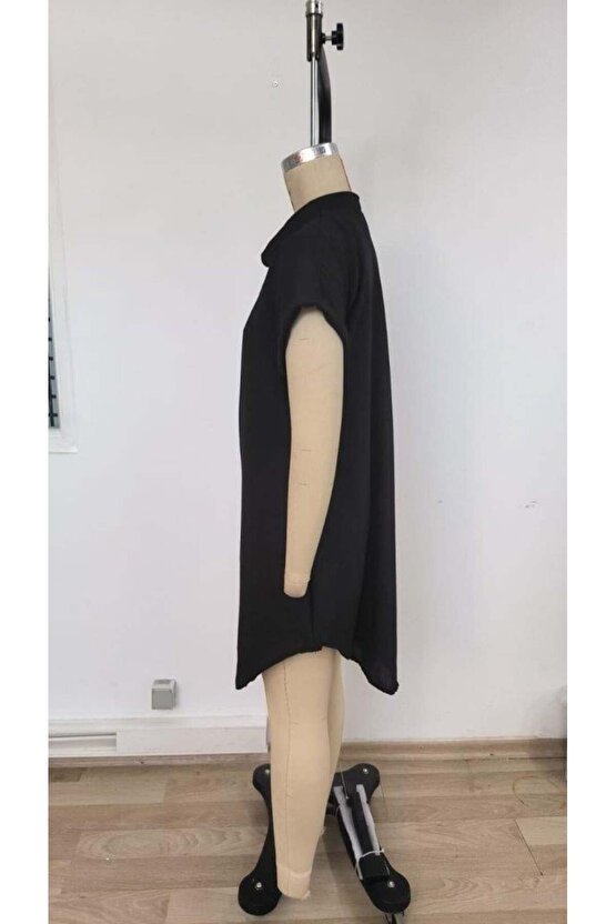 Kadın Kısa Kollu önden Düğmeli Ithal Keten Elbise