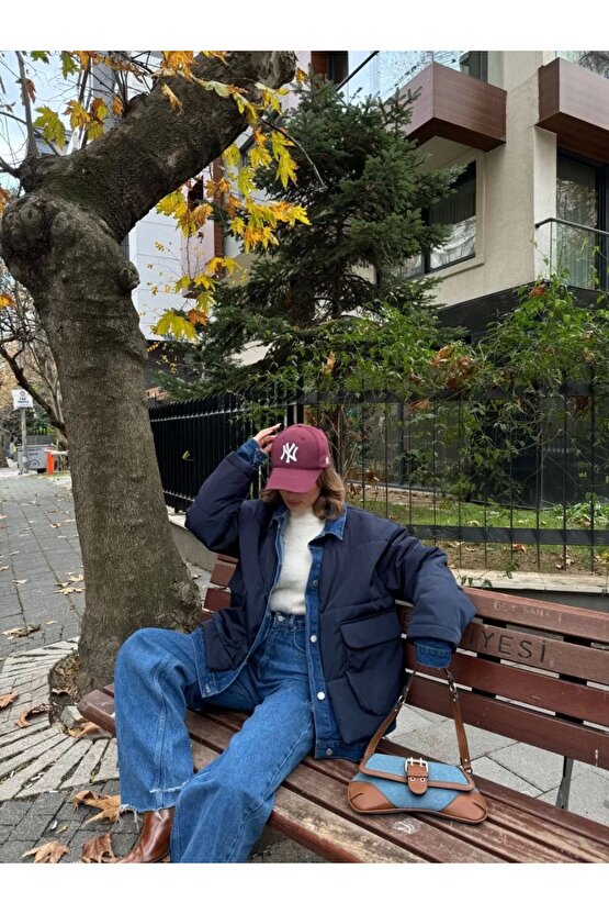 Jeans Detaylı Cıtcıtlı CEKET - Lacivert