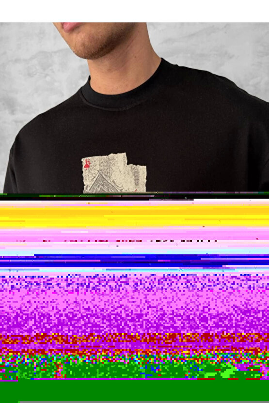 eyesof Ön Ve Arka Baskılı Oversize Bisiklet Yaka T-shirt - Siyah