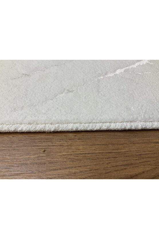 Verona Serisi Beyaz Pamuk Halı Yıkanabilir Kaymaz Taban Antibakteriyel Kilim Ve Yolluk Kesme Halı
