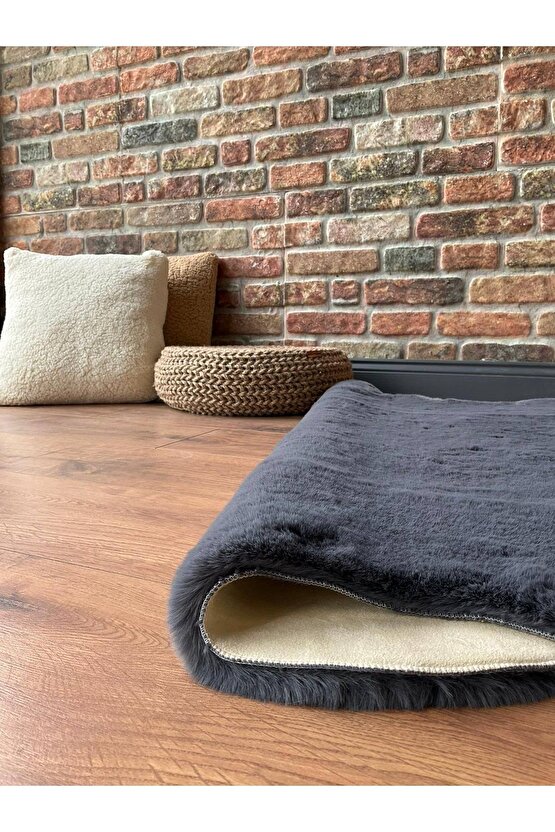 Tavşan Tüyü Post Peluş Ultra Yumuşak Post Puffy Antrasit