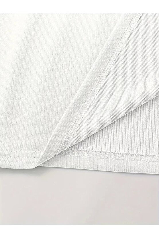 LB Baskılı Ön Arka Oversize Bisiklet Yaka Kısa Kol T-shirt - Beyaz