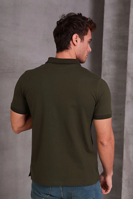 Erkek Slim Fit Pamuklu Yumuşak Doku Nefes Alan Kumaş Yakalı Tişört