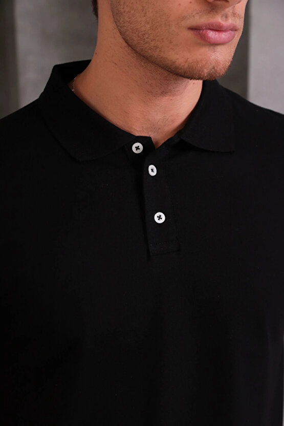 Erkek Slim Fit Pamuklu Yumuşak Doku Nefes Alan Kumaş Yakalı Tişört