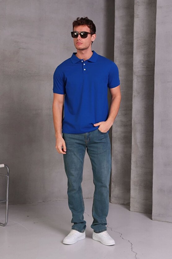 Erkek Slim Fit Pamuklu Yumuşak Doku Nefes Alan Kumaş Yakalı Tişört