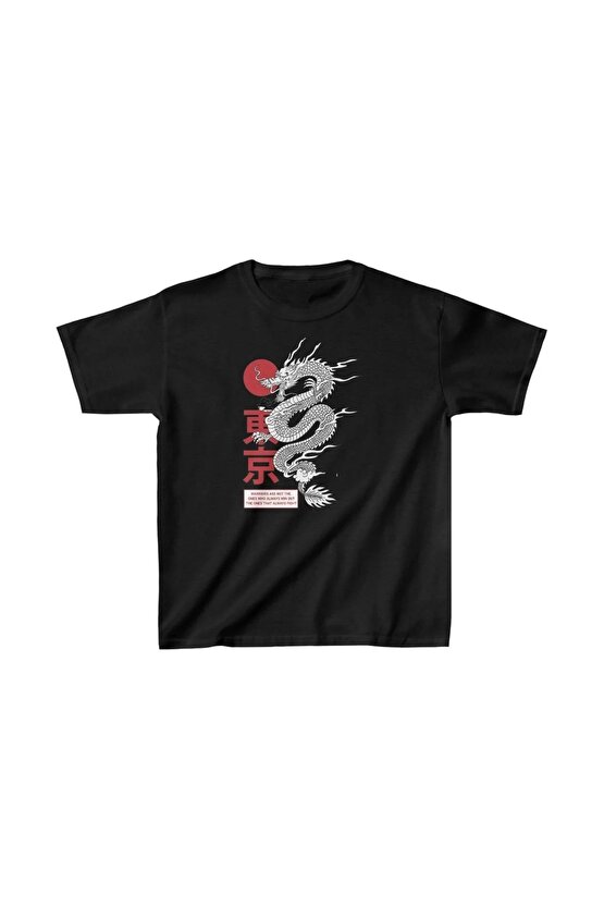 Unisex Çocuk Baskılı T-Shirt - Siyah