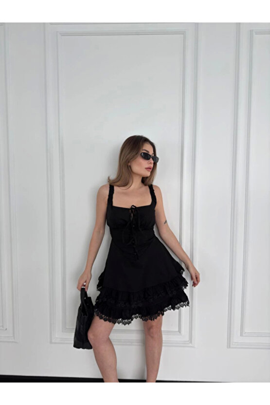 eyesof Mini Askılı Elbise - Siyah