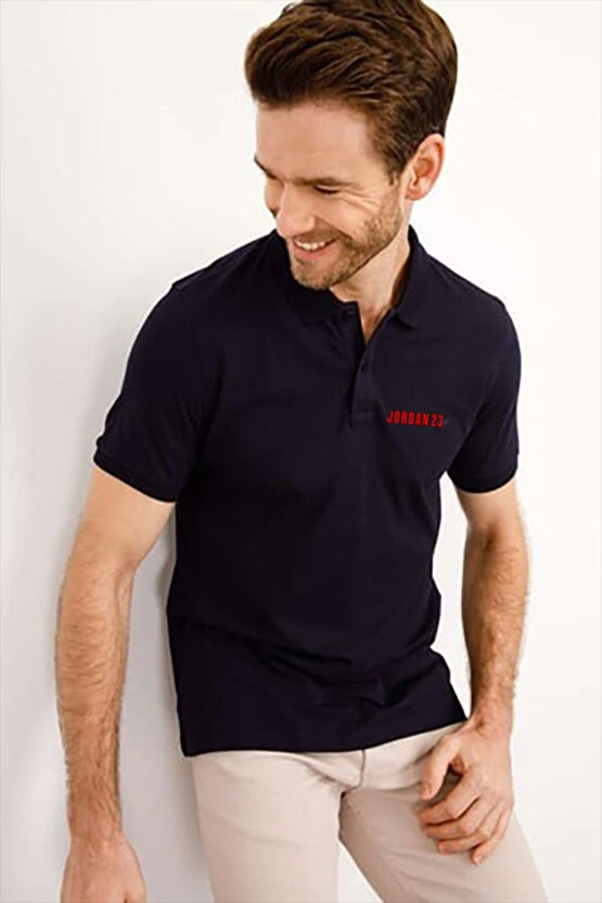 eyesof Yakası Düğmeli Yakalı Pike Baskılı T-Shirt - Beyaz