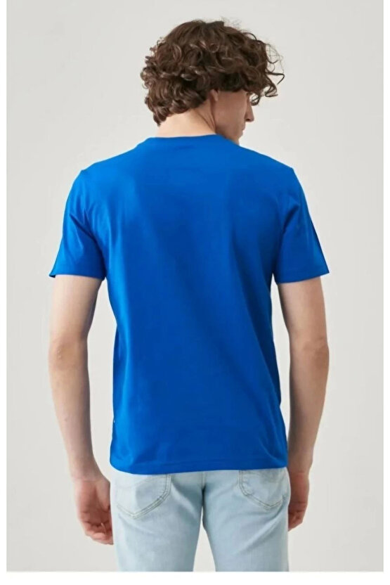 Erkek 241 Düz A Kalite Oversize T-shirt - Mavi