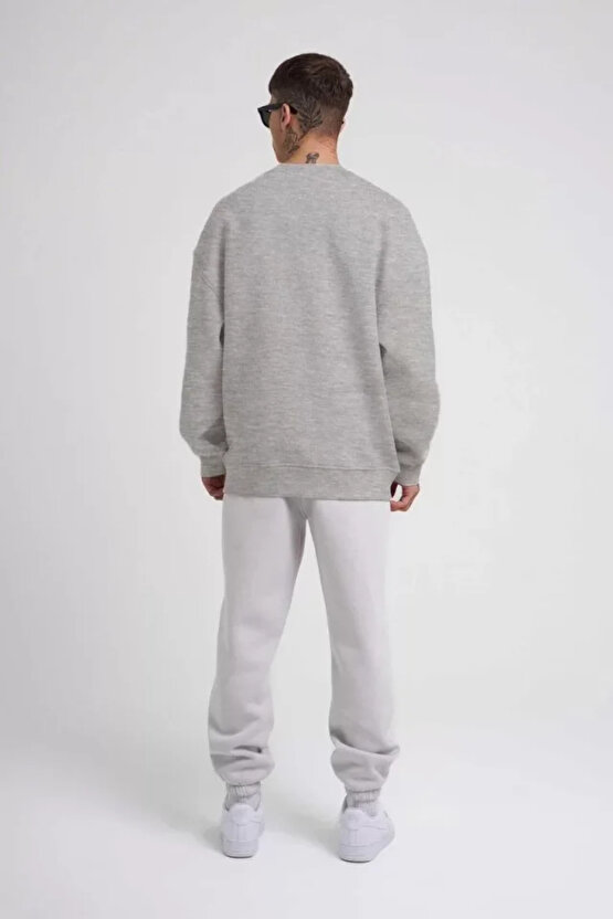 eyesof Unisex Biskilet Yaka Üç İplik SweatShirt - Gri