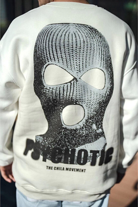 eyesof Kışlık Bisiklet Yaka Baskılı SweatShirt - Beyaz