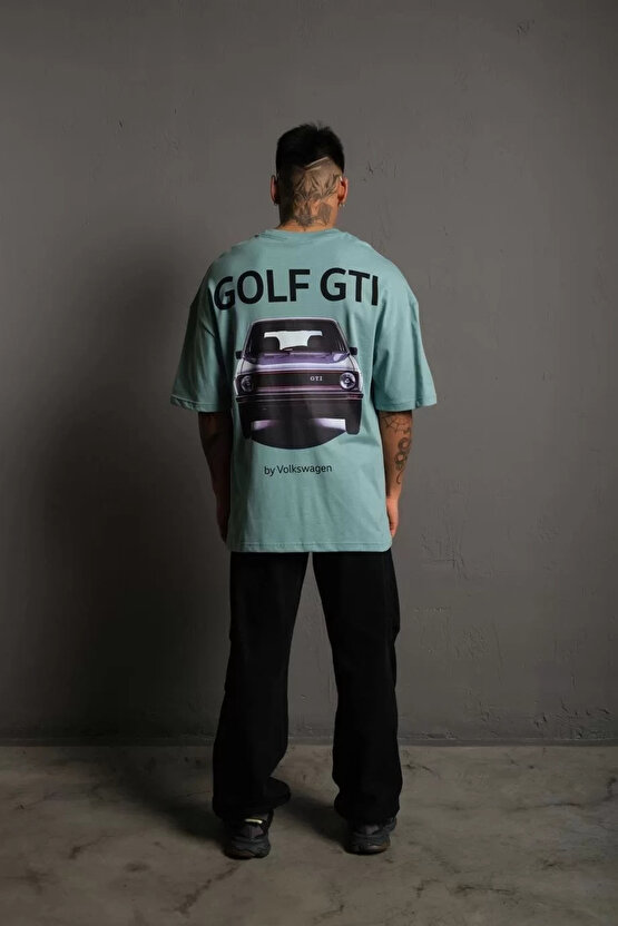 Kadın Sırt Golf Gtı Baskılı Oversize T-shirt - Mint Yeşili