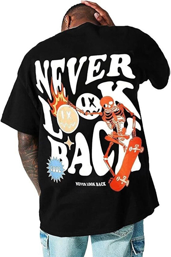 eyesof Erkek Bisiklet Yaka Kısa Kol Baskılı T-shirt - Siyah