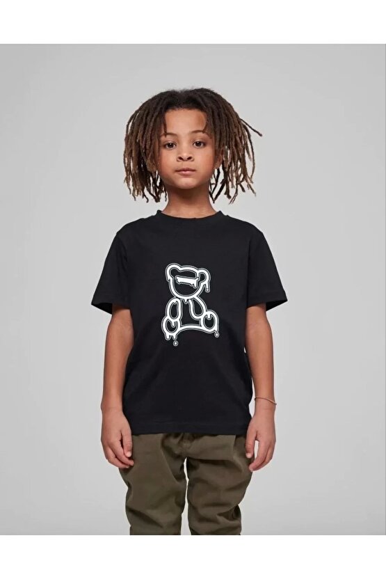 Çocuk Unisex Baskılı T-Shirt - Siyah