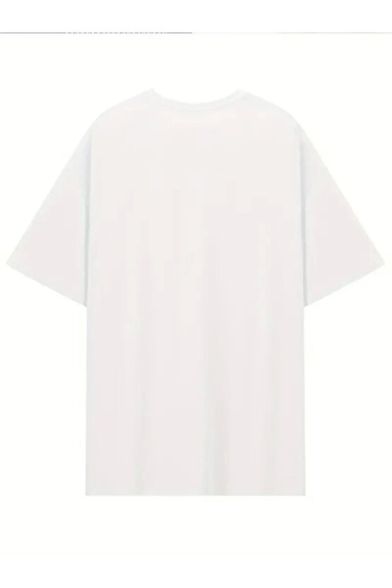 [Günlük T-Shirt] Hafif Kadın Günlük T-Shirt | Bol Kesim, Kısa Kollu, Yuvarlak Yaka, Eğlenceli Karika