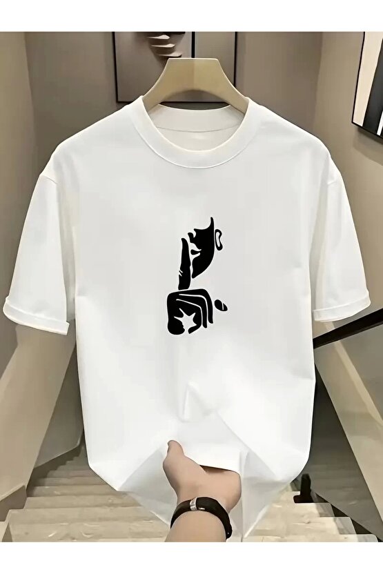 Rahat Bisiklet Yaka Tişört, Yaratıcı Karikatür Baskı - Yumuşak Polyester, Her Mevsim Giyilebilir- Be