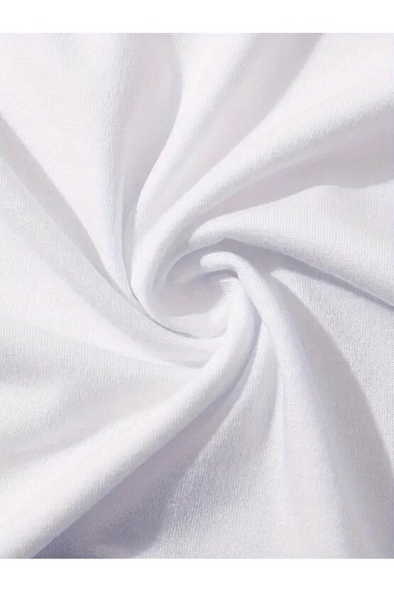 201 Penye Compack Baskılı Oversize Kahve Desenli Kadın Kısa Kol T-shirt - Beyaz