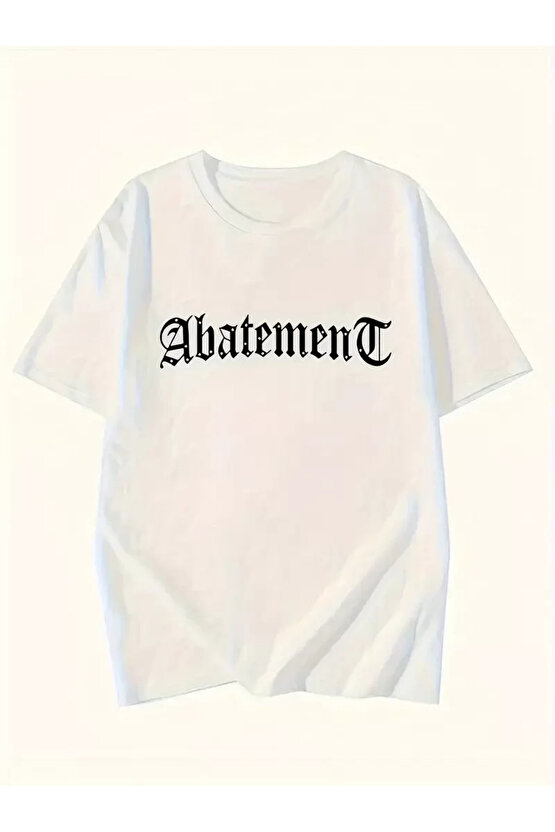 Örümcek Ağı Desenli Baskılı Oversize Bisiklet Yaka T-shirt - Beyaz