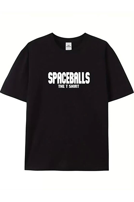201 Penye Compack SPACEBALLS Erkek Baskılı Oversize Bisiklet Yaka Kısa Kol Yazlık T-shirt - Siyah