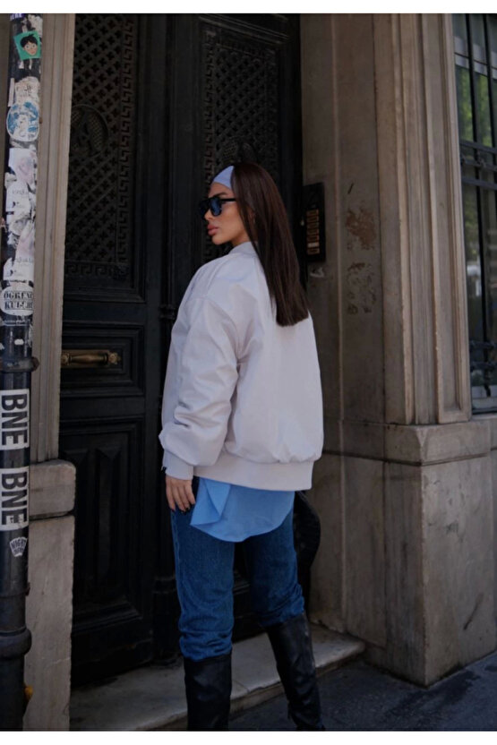 eyesof Cepli Bomber Ceket Mont - Beyaz