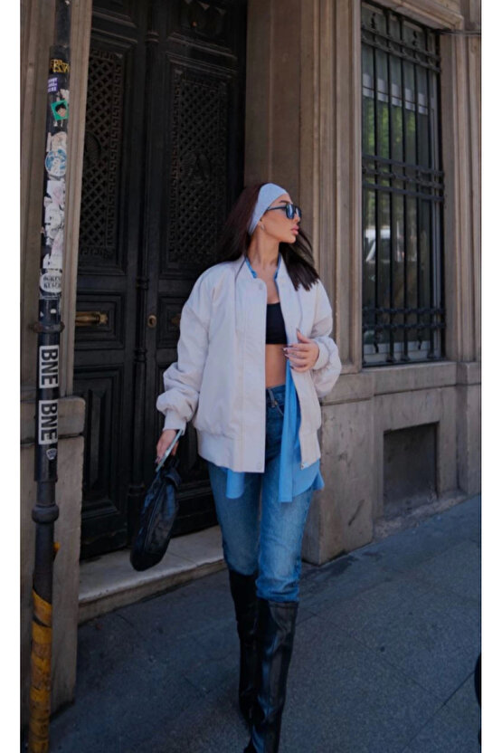 eyesof Cepli Bomber Ceket Mont - Beyaz