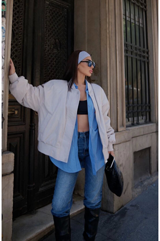 eyesof Cepli Bomber Ceket Mont - Beyaz