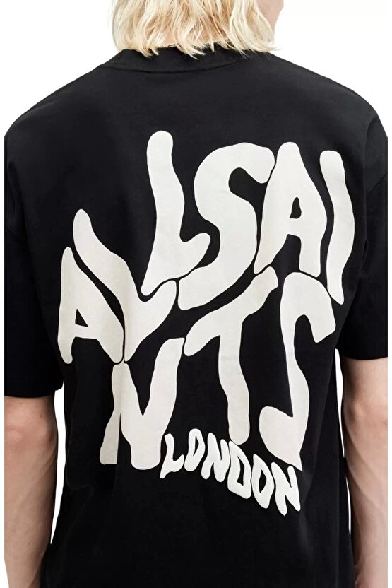 Erkek Baskılı Oversize T-shirt - Siyah