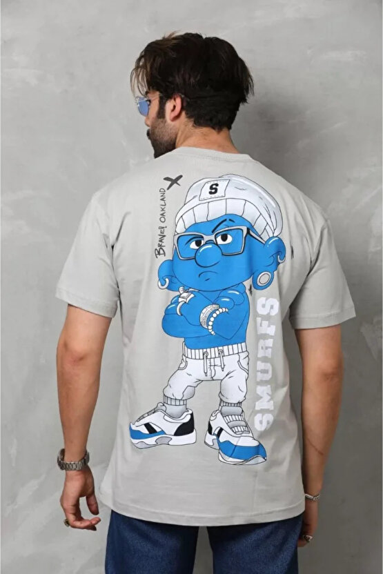 eyesof Unisex Basic Bisiklet Yaka Oversize T-Shirt - Gri