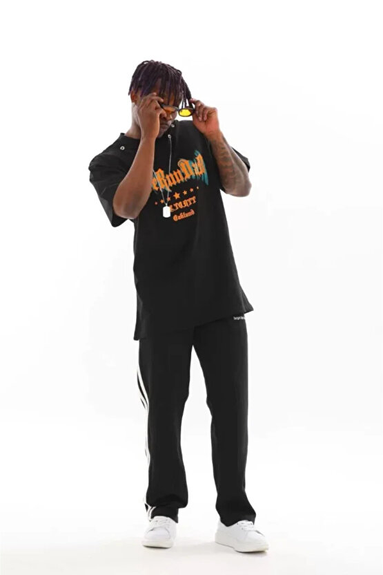 eyesof Unisex Oversize Kolye Dahil T-Shirt - Siyah