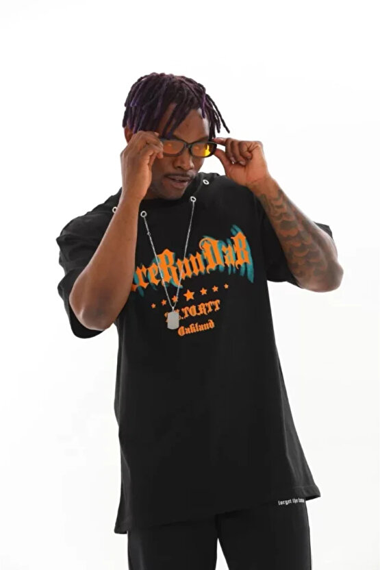 eyesof Unisex Oversize Kolye Dahil T-Shirt - Siyah