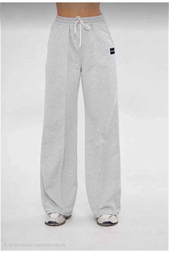İki iplik Bol Paça Eşofman Pantalon - Gri