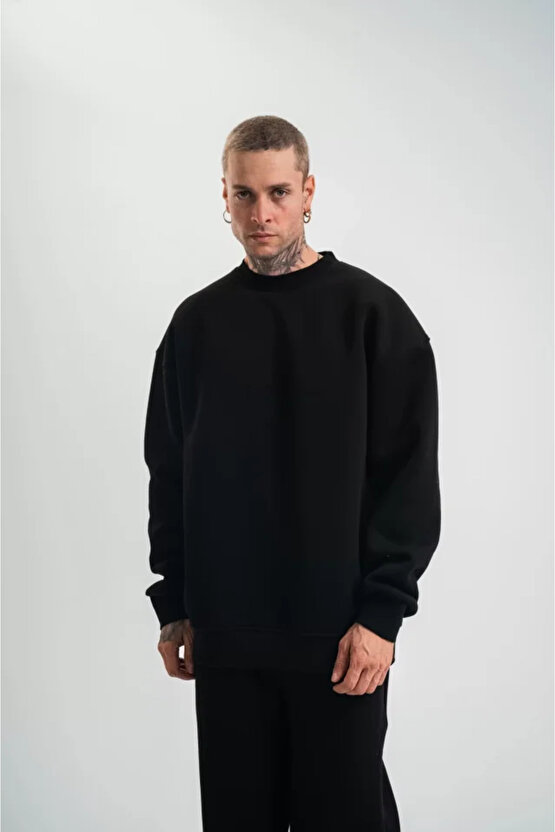 eyesof Uzun Kol Bisiklet Yaka Basic SweatShirt - Siyah