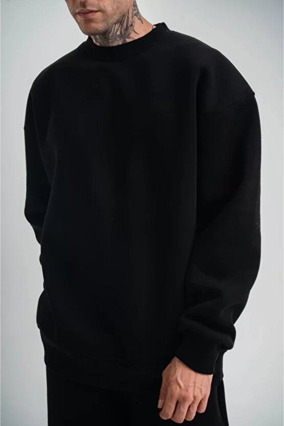 eyesof Uzun Kol Bisiklet Yaka Basic SweatShirt - Siyah