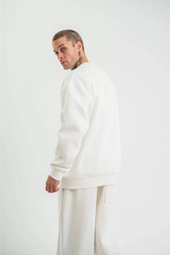 eyesof Uzun Kol Bisiklet Yaka Basic SweatShirt - Beyaz