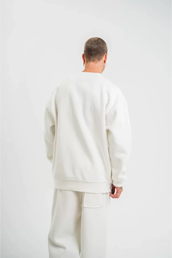 eyesof Uzun Kol Bisiklet Yaka Basic SweatShirt - Beyaz