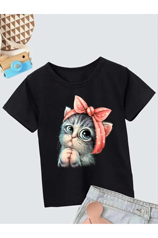 Çocuk Unisex Baskılı T-Shirt - Siyah