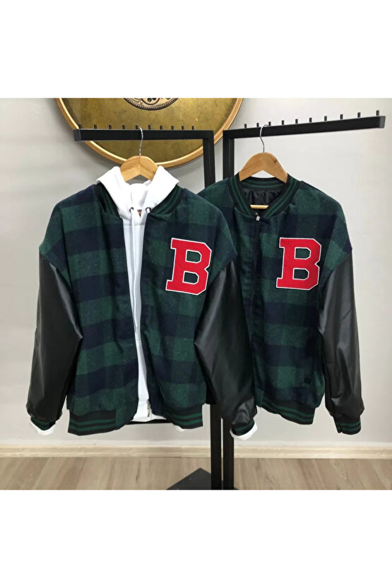 eyesof Erkek Pötikare Desen Nakışlı Kolej Ceket - Haki