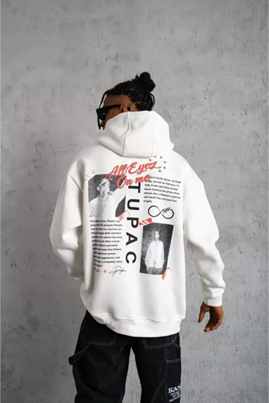 MDB Erkek Ön Arka Baskılı Kapşonlu weat Beyaz