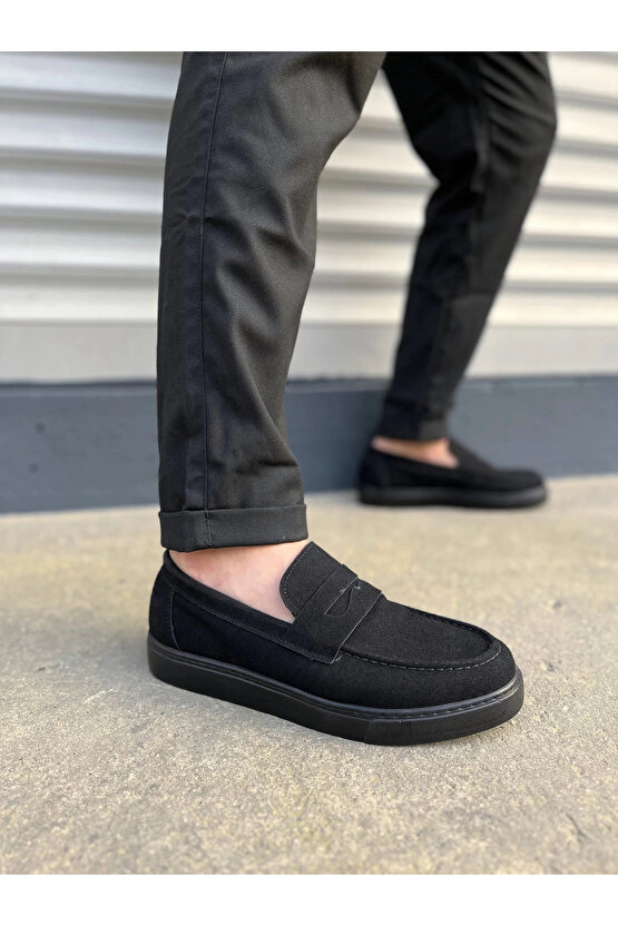 JY180 Estilo X Bağcıksız Süet Erkek Günlük Spor Klasik Ayakkabı SST - Siyah