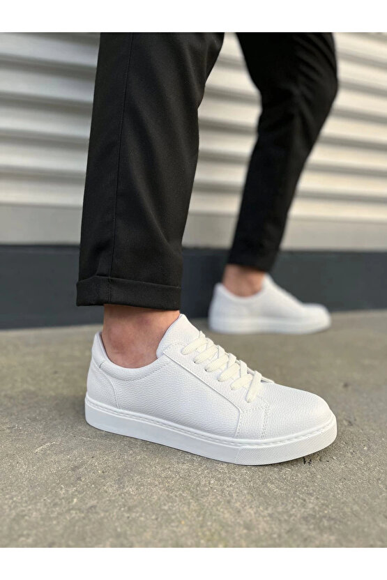 JY165 Elite Bağcıklı Cilt Erkek Günlük Sneaker Ayakkabı CBT - Beyaz