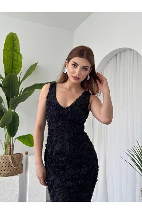 Kren Gül Detaylı Elbise